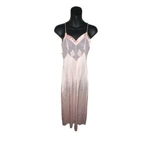 Beautiful Vintage Val Mode Lingerie  Dress Nightgown Womens Satin Floral Lace Me